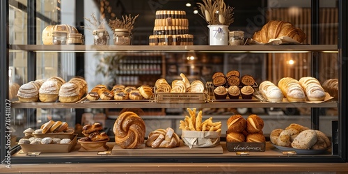 A Tempting Bakery Display Showcasing an Array of Freshly Baked Goods and Sweet Delights to Entice Passersby