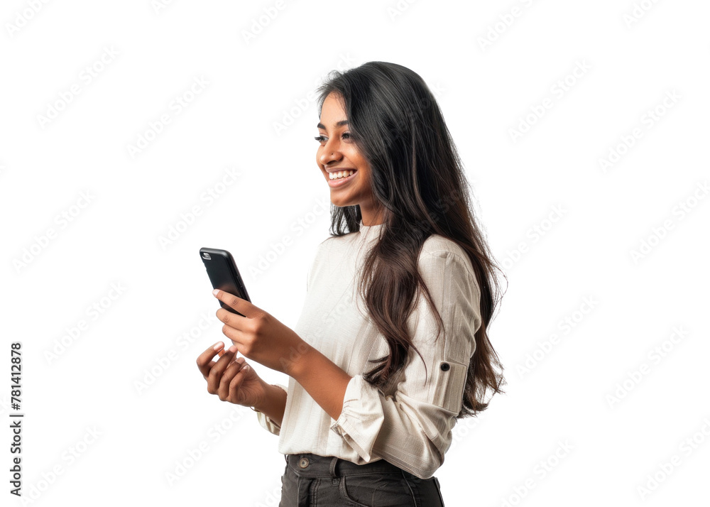 South Asian Woman Smiling with Phone South Asian Woman Smiling with Phone