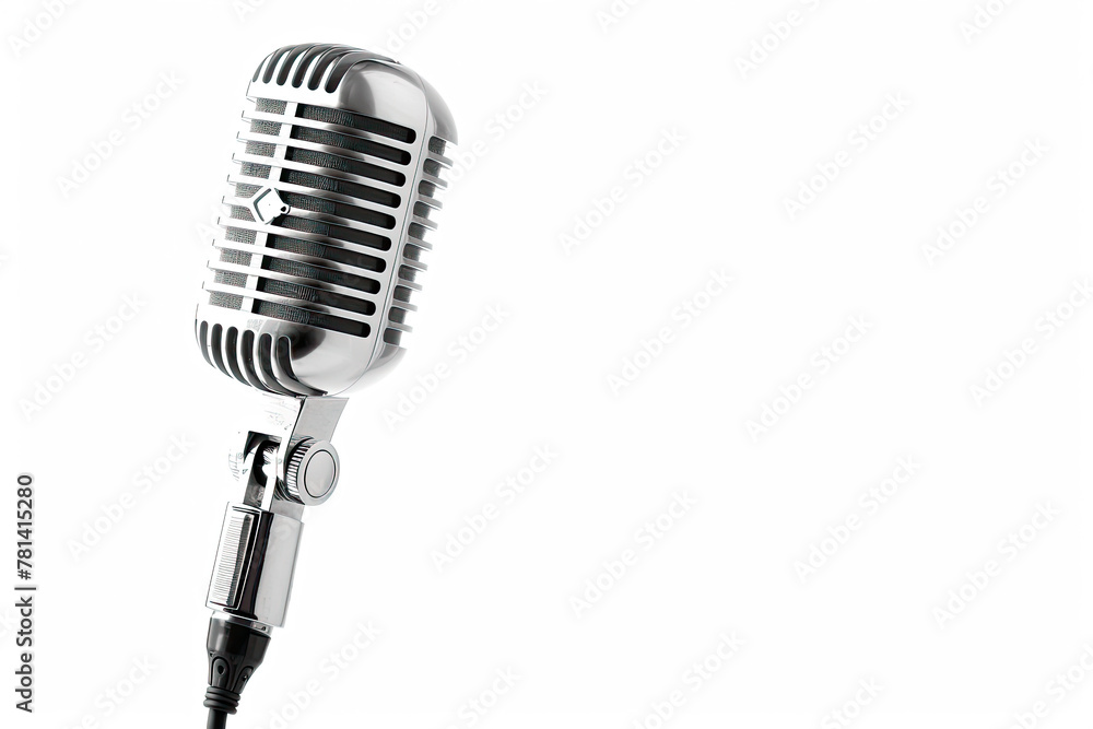 Fototapeta premium Vintage silver microphone isolated on white background