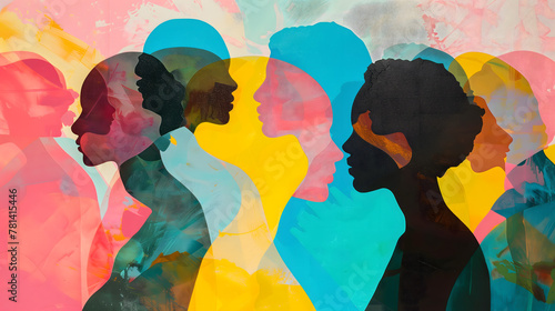 Collage de silhouettes humaines célébrant la diversité photo