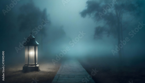 Abstract World Environment foggy at night, ghost on digital art concept, Generative AI.