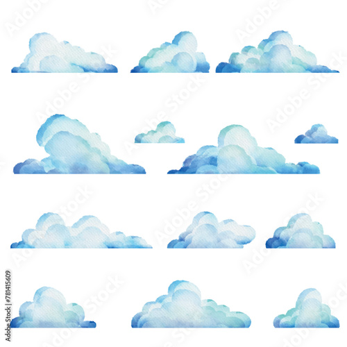 Watercolor clouds collection