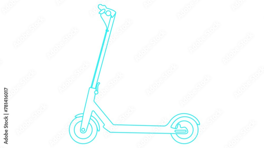 Animated linear blue icon of electric kick scooter. Line symbol is drawn. Urban mobile youth transport. City transportation. Looped video. Vector illustration isolated on white background. Animated linear blue icon of electric kick scooter. Line symbol is drawn. Urban mobile youth transport. City transportation. Looped video. Vector illustration isolated on white background.