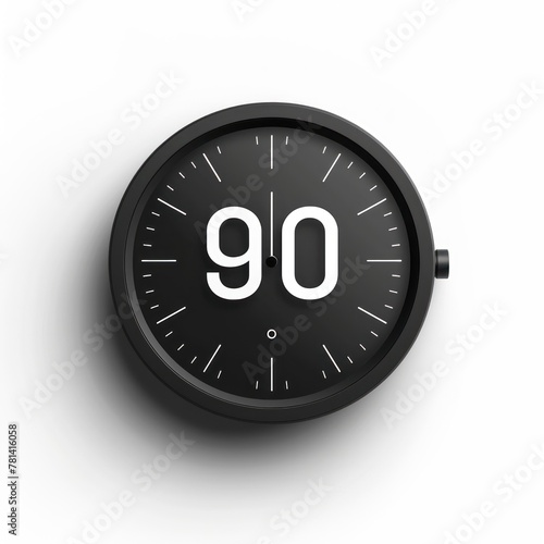 A black clock with the number 90 on it photo