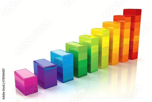 A row of colorful blocks with a white background