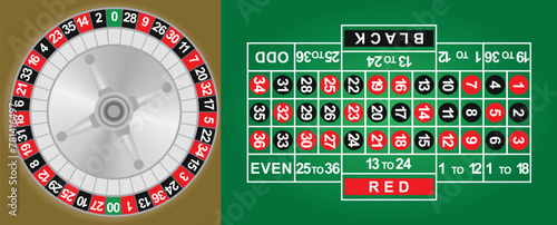 Green roulette mat. vector illustration