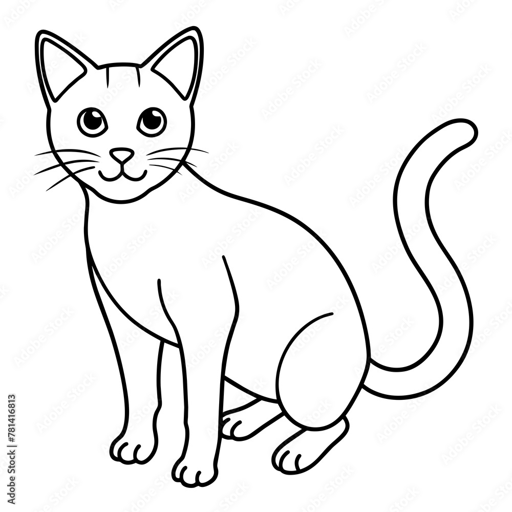 Obraz premium Cute cat icon vector illustration. 