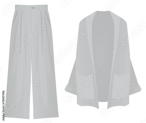 Long sleeve cardigan  and pants. vector