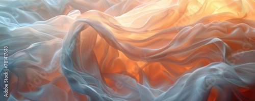 Elegant 3D abstract render depicting flowing fabric with captivating realism, suitable for use in digital art, product mockups, and visual storytelling. photo