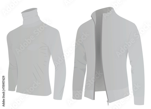 Long sleeve t shirt and coat. vector