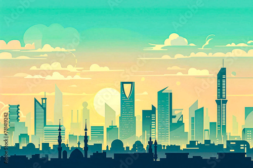 Riyadh flat vector city skyline illustration photo