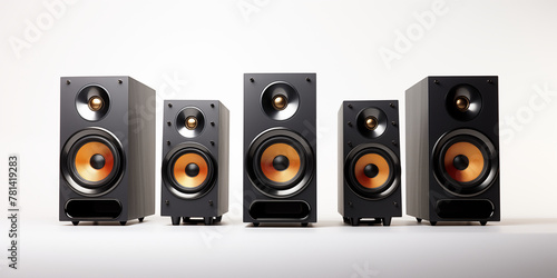 Modern black speaker system on white background
