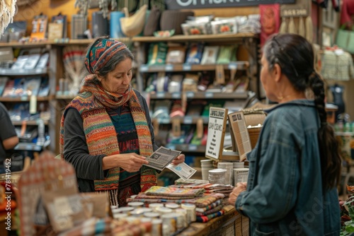 Middle-Aged Woman Shopping at a Local Farmers Market in Casual Wear photo