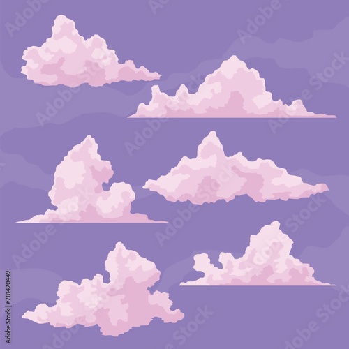 Flat cloud illustration set