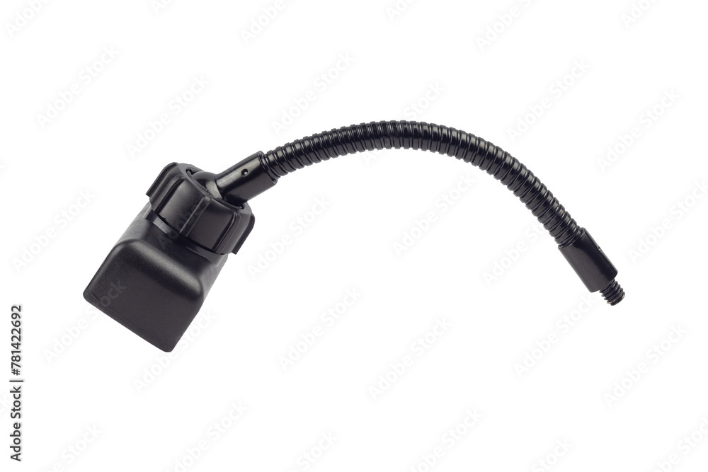 plastic phone holder with flexible leg for ring light isolated from background plastic phone holder with flexible leg for ring light isolated from background