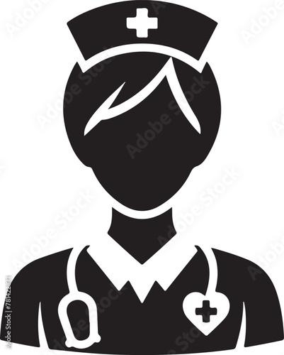Best Nurse icon vector, Silhouette, illustration. 
