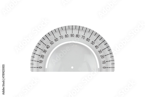 plastic stationery protractor isolated from background © Nikolay