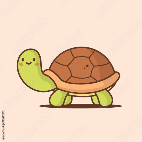 Cute kawaii turtle mascot vector cartoon illustration (ID: 781423291)