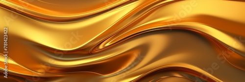 Golden Liquid Metal Waves, Abstract Luxury Flowing Background. Generative AI