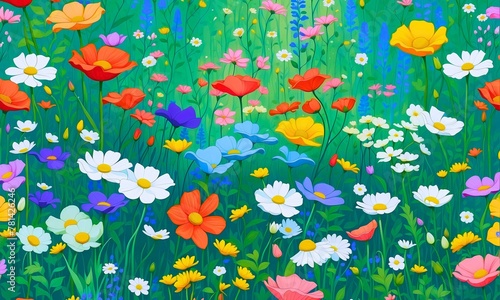 flowers spring meadow full of colorful. Field of cosmos flower

