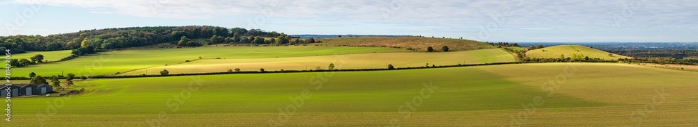 Panoramic view of the Pitstone Hill area at Chilterns AONB in Autumn
