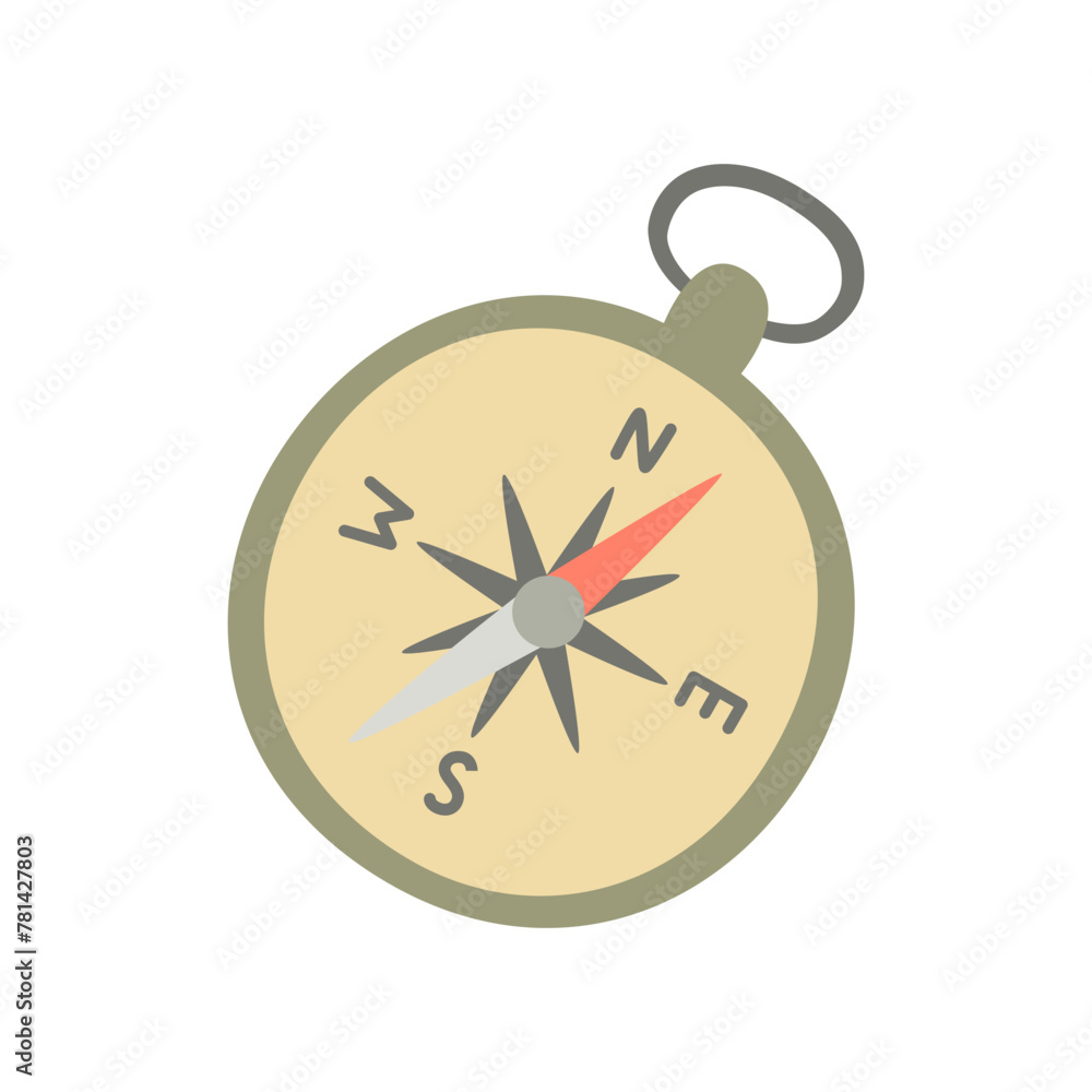 Fototapeta premium Cute compass isolated on white. Hand-drawn vector illustration.