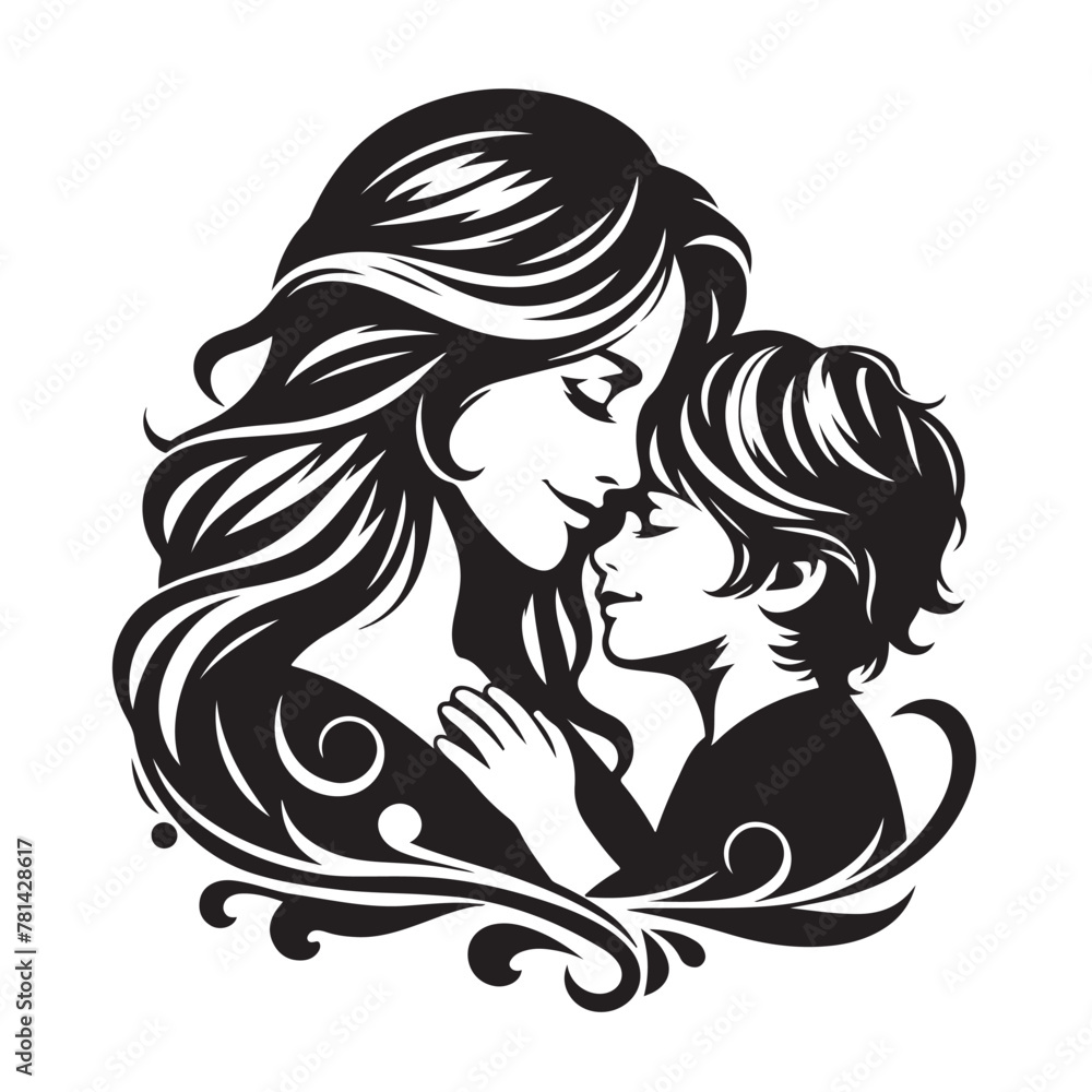 Mother daughter silhouette,Mother and Son silhouette,
vector, svg, EPS, png, Logo