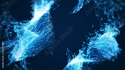Abstract Particles Titles Background. Futuristic technology abstract background with lines for network, big data. Perfect for background or logo placement. Particle flowing with motion creating.
