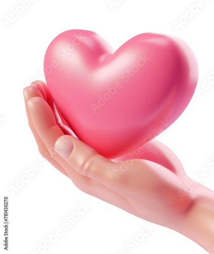 Hand holding heart 3d