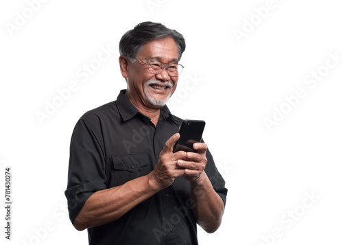 Joyful Senior Man with Smartphone © Аrtranq