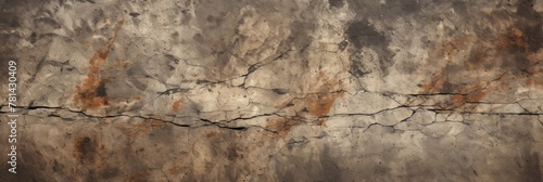 Grungy Concrete Wall With Rust Stains And Cracked Texture. Aged Concrete Surface With Rusty Marks. Generative AI