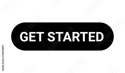 Get Started black button isolated on a white background