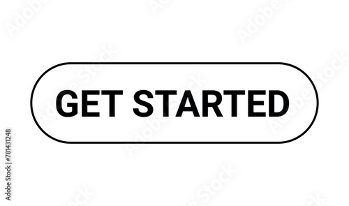 Get Started black button isolated on a white background