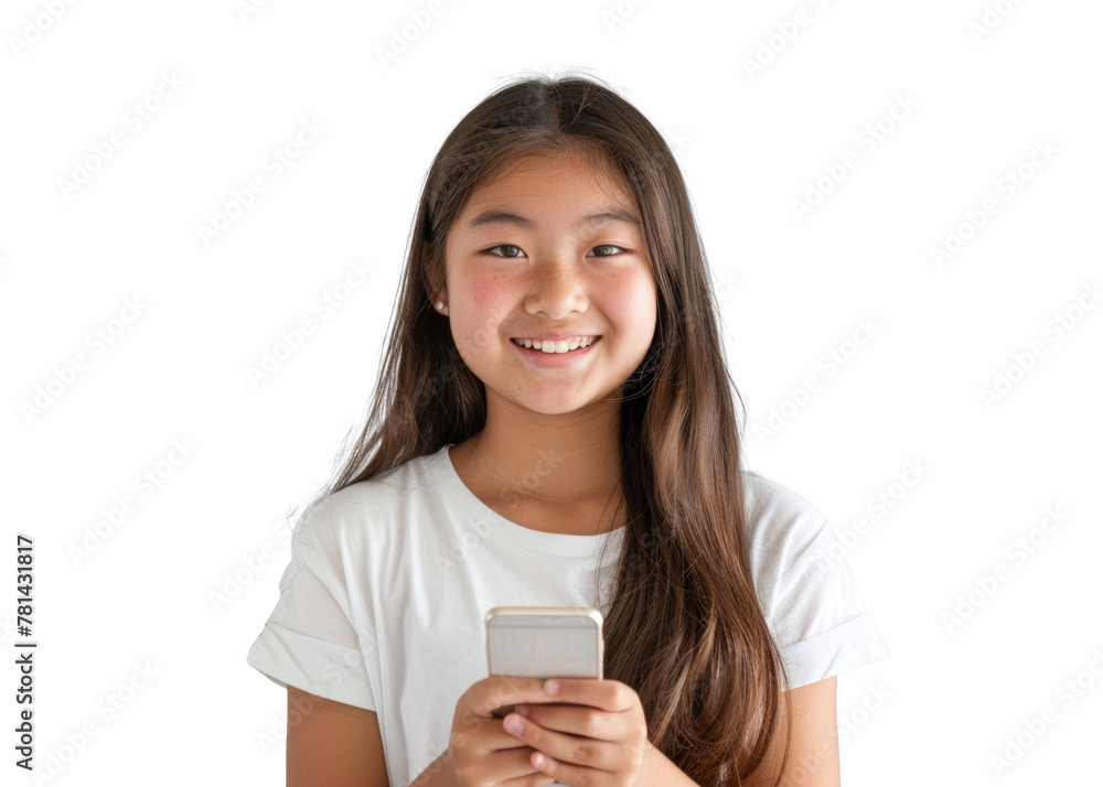 Southeast Asian Girl With Smartphone Smiling Southeast Asian Girl With Smartphone Smiling