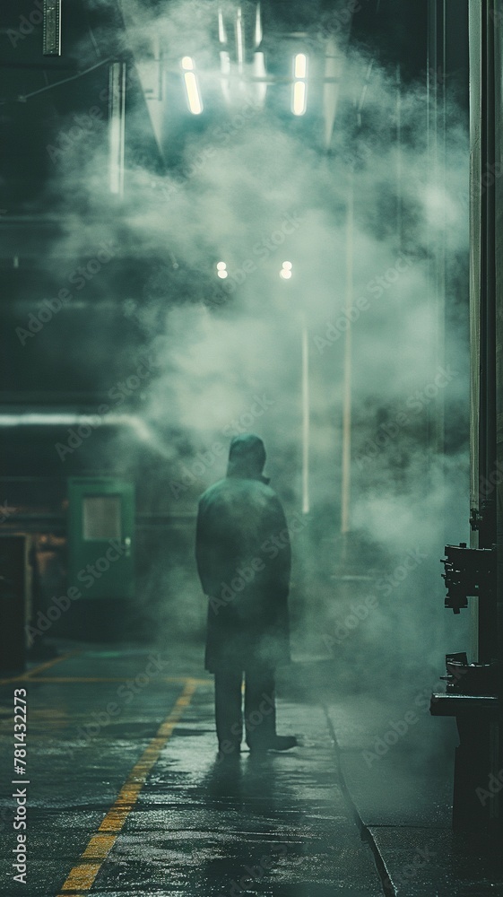 An industrial air blowing tunnel is used by a factory worker to remove dust and other particles before they enter the production line. An industrial air blowing tunnel is used by a factory worker to remove dust and other particles before they enter the production line.