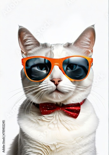 cat adorned with sunglasses. AI generated