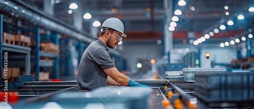 A worker actively involved in the production process ensures the safety and quality of the product in modern food manufacturing.