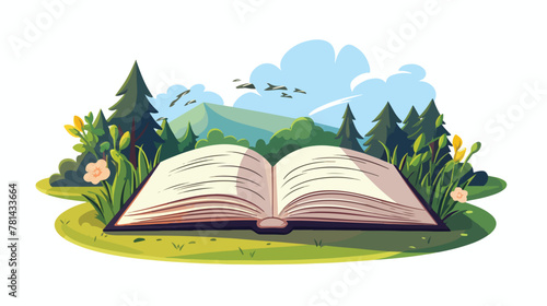 Illustration of an empty book on a white background