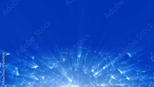 Abstract digital shiny cyberspace computer network blue illustration with shiny particles. 