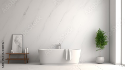large modern white bathroom in minimalist style