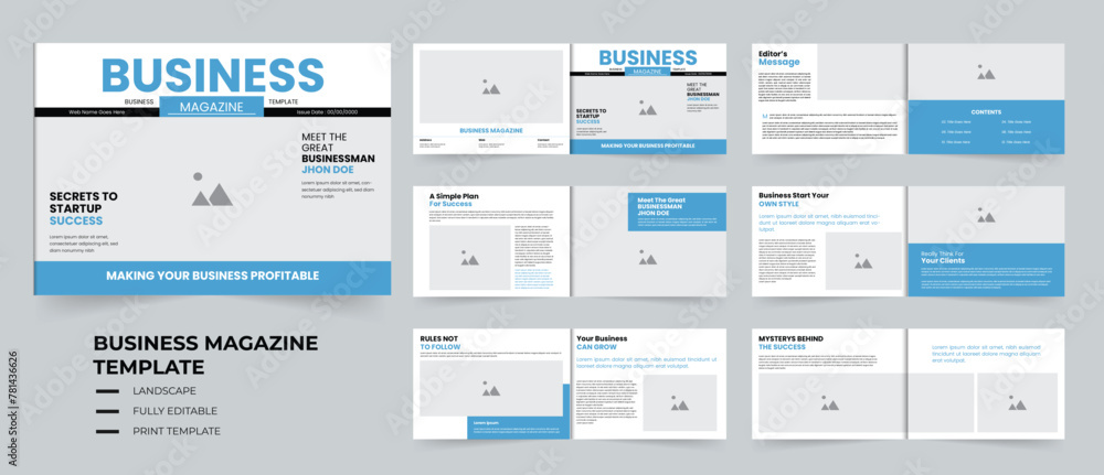 landscape Magazine Layout or financial magazine template landscape Magazine Layout or financial magazine template