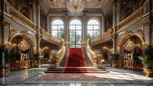 royal stairs in luxury palace	
 photo