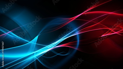 A colorful, abstract image with blue and red swirls. The colors are vibrant and the lines are wavy, giving the impression of movement and energy