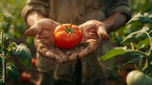 A Farmer Holding Fresh Tomato