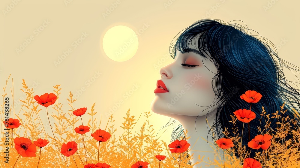 Naklejka premium A minimalist style of Line art illustrations