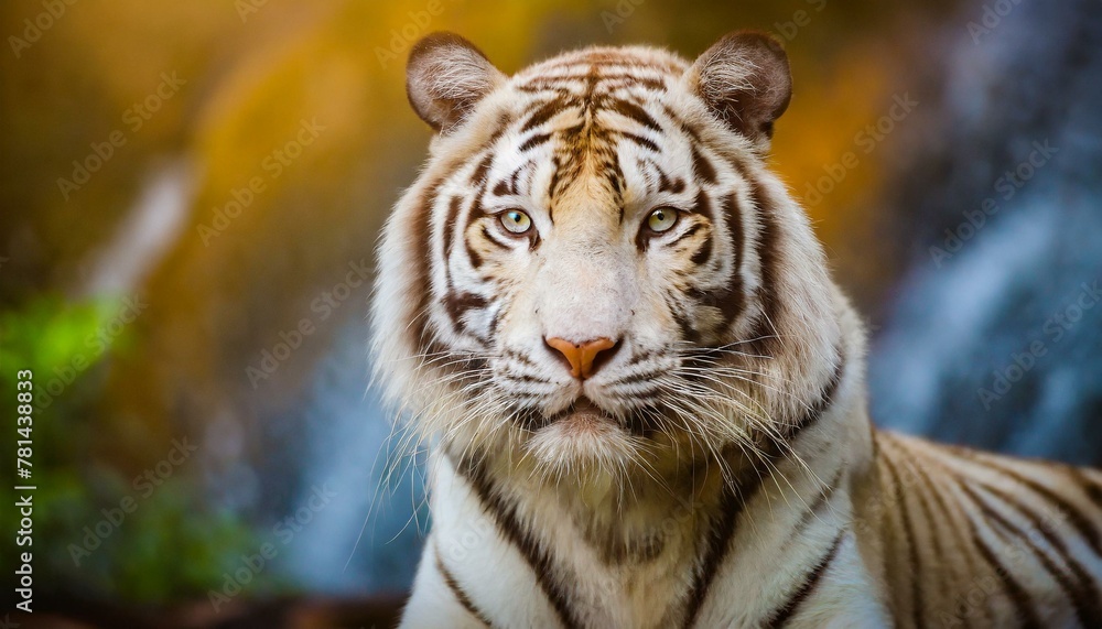 White Tiger Front Face Photo Color Real Hair Space White Tiger Front Face Photo Color Real Hair Space