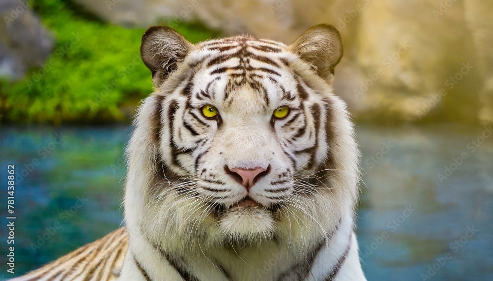 White Tiger Front Face Photo Color Real Hair Space White Tiger Front Face Photo Color Real Hair Space