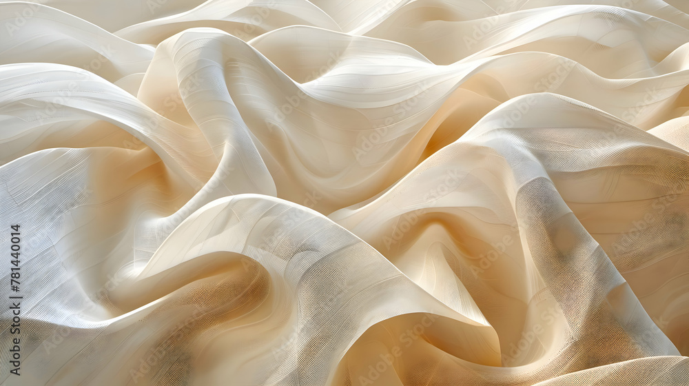 Obraz premium Beige Silk Waves Fabric Texture Background