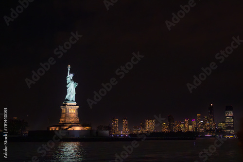 Statue of liberty at night in New York City (USA)