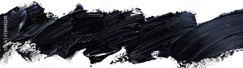 Black paint brush strokes in an abstract style banner with copy space. Abstract black ink splashes and oil painting strokes